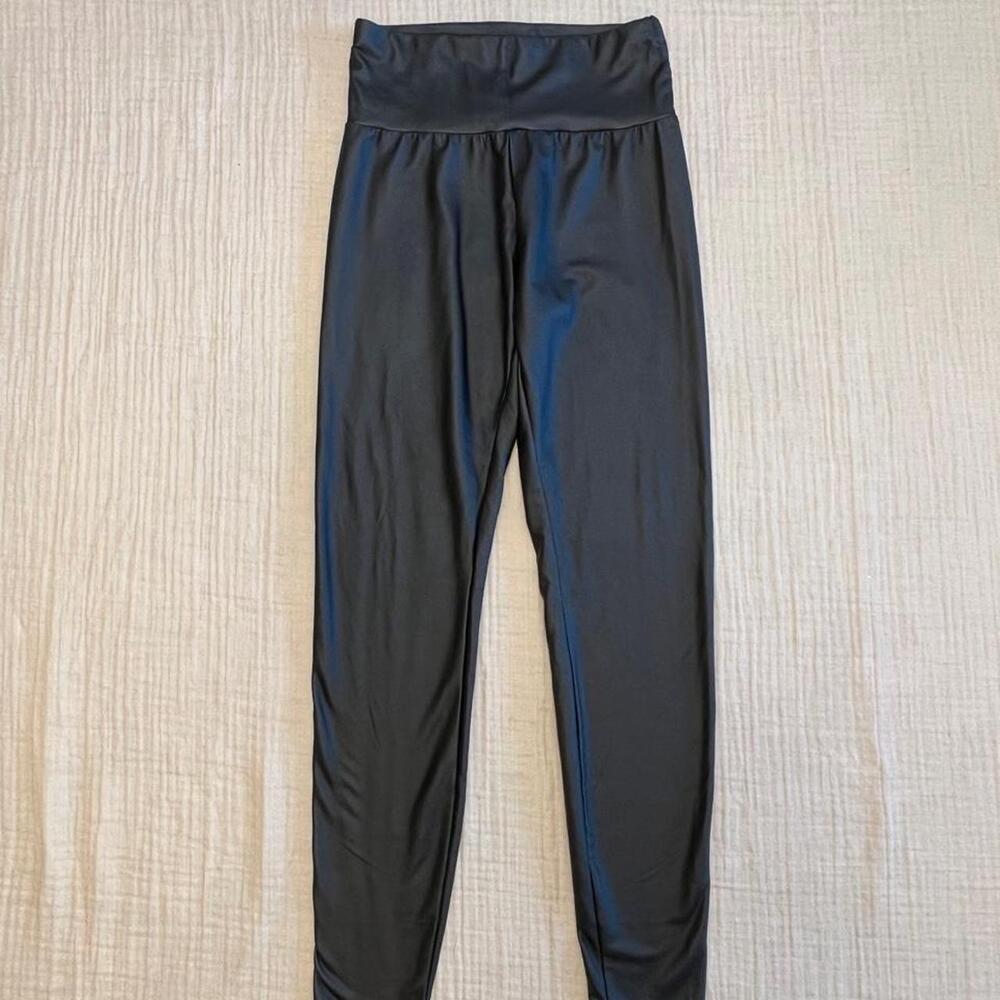 SHEIN high-waisted black faux leather leggings/pants